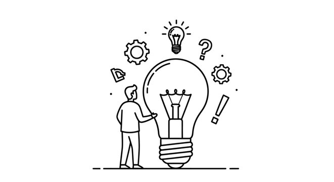 A man thinking with a lightbulb moment.