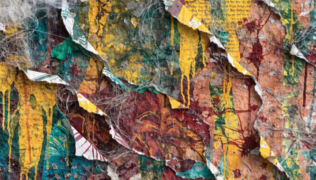 vibrant dhaka-inspired abstract texture with layered paper and paint