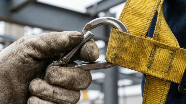 Safety first zero accident lockout tagout worker glove carabiner