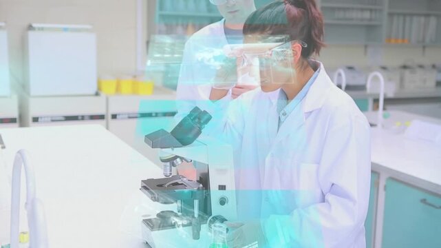 Animation of data processing over diverse scientists using microscope