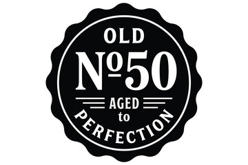 Vintage whiskey label design with Old No 50 aged to perfection on white background © Vector Classic 