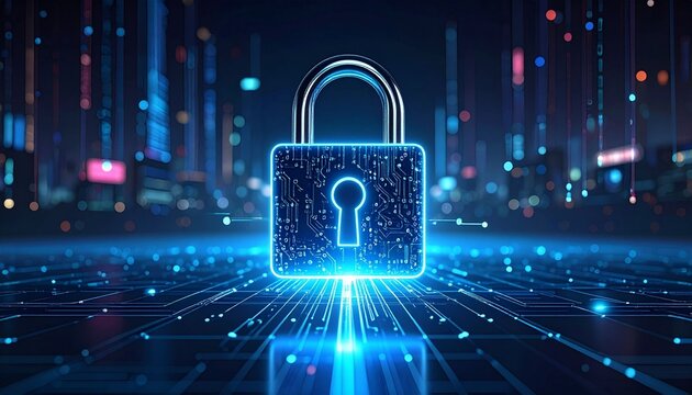 Digital padlock representing data security