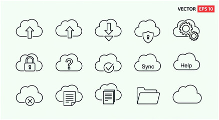 Fototapeta premium Cloud computing icons representing data storage and online services in a digital world.