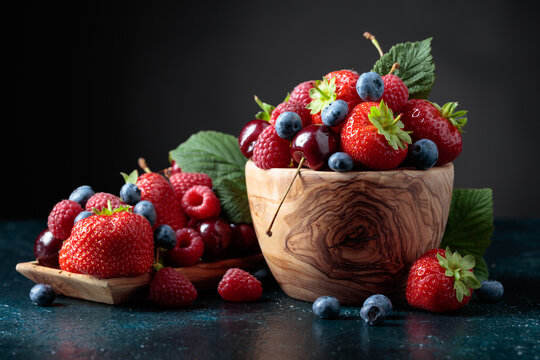 Berries close-up colorful assorted mix.