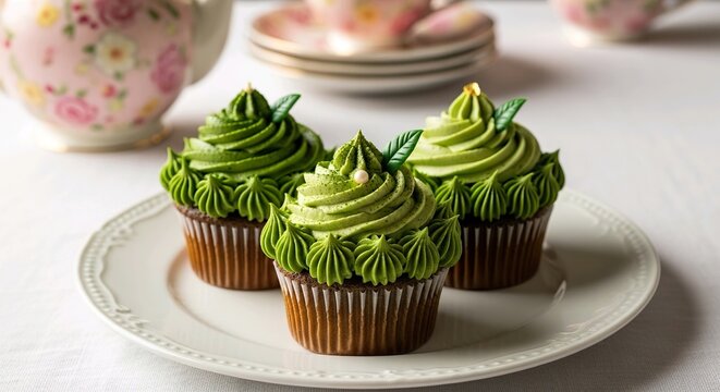 Matcha Green Tea Cupcakes with Creamy Frosting