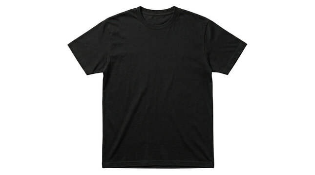 Plain black cotton t-shirt flat lay template