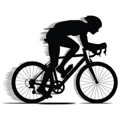 Naklejka premium A cyclist races forward with dynamic motion captured in a striking black silhouette