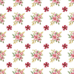 Seamless pattern with flowers and leaves, repeating paper, background. Floral backdrop for textile, fabric, wallpaper. Hand drawing..