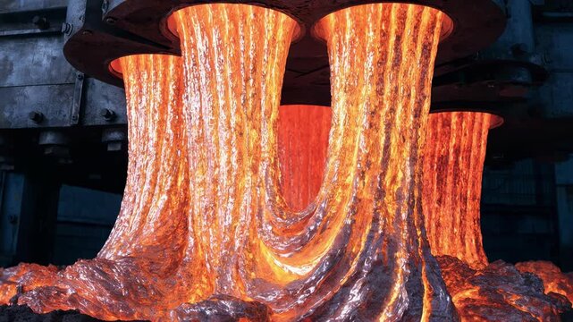 Closeup medium view of fireclay extrusion process highlighting dense material flow and detailed surface of billets emphasizing high heat resistance properties.