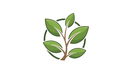 Fototapeta premium Vector illustration of a stylized green tree with lush leaves inside a circular frame