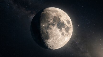 Fototapeta premium Moon Full of Craters in a Starry Galaxy Sky