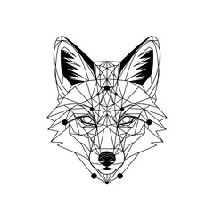 Fototapeta premium Geometric Fox Head Illustration, Low Poly Animal Art, Minimalist Line Drawing