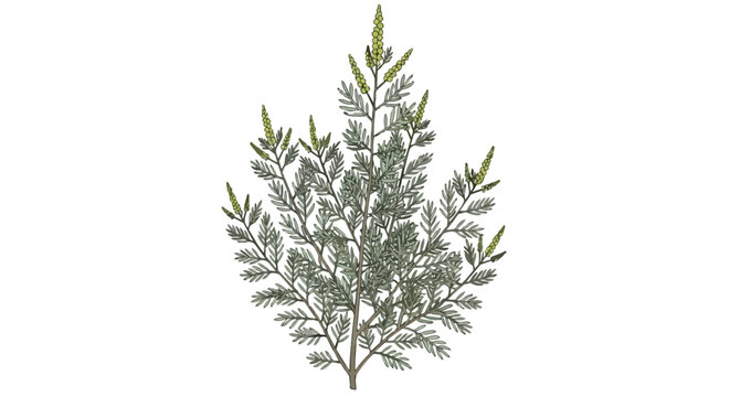 Illustration of a Sagebrush Plant Isolated on White Background