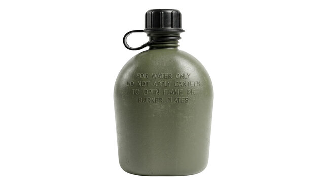 Classic olive drab military water canteen