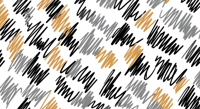 Abstract Scribble Pattern Background - Gold, Gray, Black on White