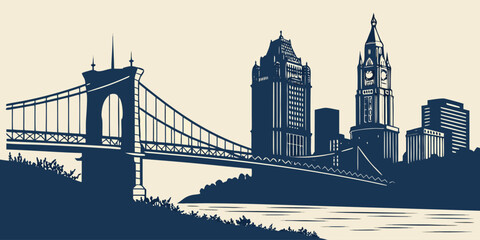 Obraz premium Cincinnati silhouette skyline vector silhouette.