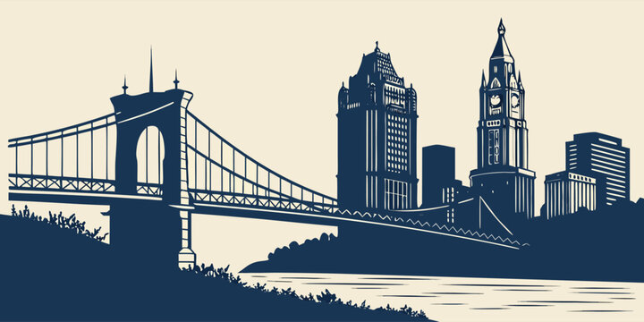 Cincinnati silhouette skyline vector silhouette.