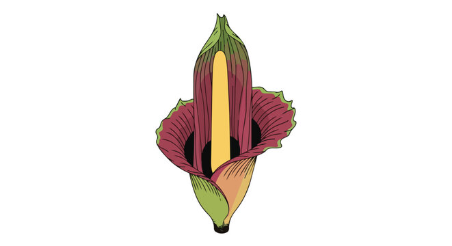 Illustration of a Titan Arum Corpse Flower Bloom