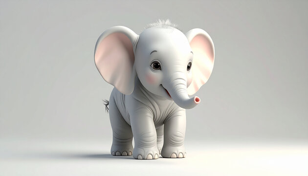 Cute white elephant cartoon illustration