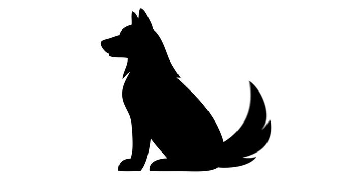 black silhouette of a dog wagging tail