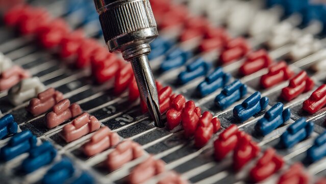Expert technician installing multi-angle surveillance camera on building exterior