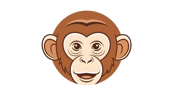 A clean and modern vector illustration of a cute monkey or chimpanzee head