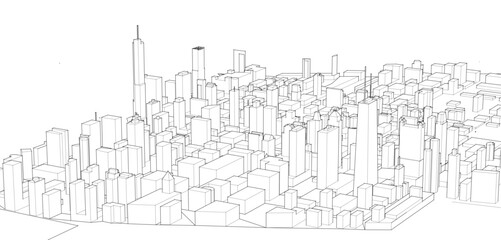 modern city architectural landscape sketch 3d illustration   © Svjatoslav