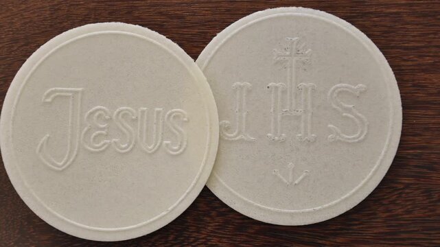 Consecrated communion hosts. Christian Catholic Celebration