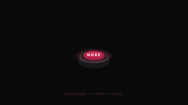 Red Nuke Button Glowing in Darkness Symbolizing Danger and Destruction.