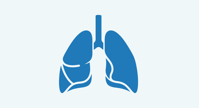 Illustration of Human Lungs in Blue, Depicting Respiratory System, Health and Anatomy
