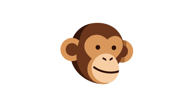 Cartoon monkey face illustration, isolated on white background, design element