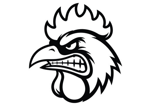Black and white angry rooster head mascot: Gaming logo - Gaming Mascot - esport mascot vector illustration  Logo, Mascot, E-Sport, vector mascot - Mascot Logo