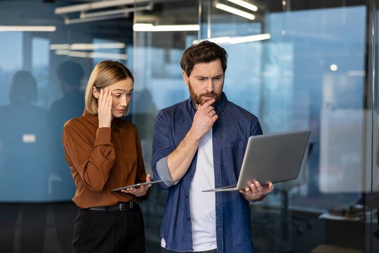 Business colleagues problem solving with stress and confusion