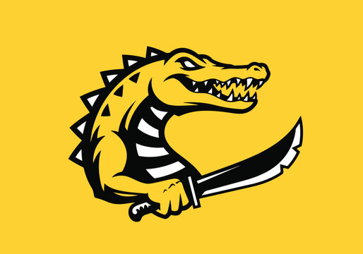 Alligator mascot holding a sharp machete: Gaming logo - Gaming Mascot - esport mascot vector illustration  Logo, Mascot, E-Sport, vector mascot - Mascot Logo