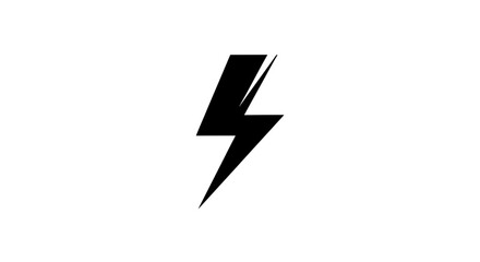 Obraz premium Black lightning bolt symbol against a stark white backdrop for branding and graphic use
