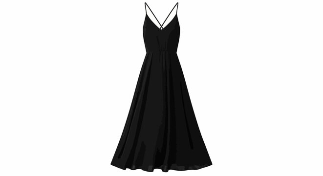 Elegant black dress with spaghetti straps, perfect for formal events and summer evenings