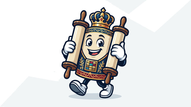 Cartoon Torah Scroll Character.