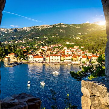 Picturesque Rab Townscape, Croatia - A Coastal View at Sunset.