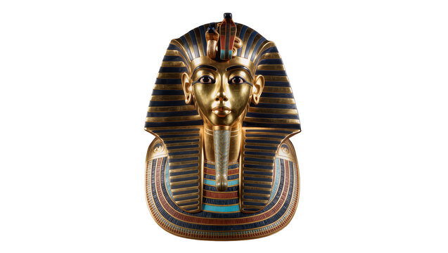Golden Pharaoh Mask with Blue and Red Details and Cobra Uraeus