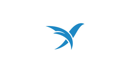 Obraz premium Abstract blue bird logo representing freedom, movement, and flight, perfect for brands