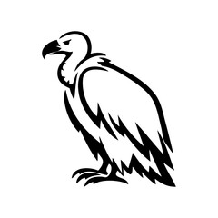 Logotipo con dibujo sencillo con líneas de un buitre de perfil © teracreonte
