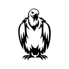 Logotipo con dibujo sencillo con líneas de un buitre visto de frente con la cabeza ladeada © teracreonte