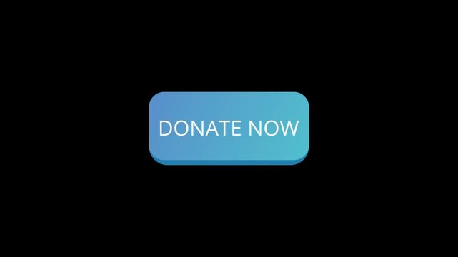 Donate Now Button animated with hand and money icon. Donation sign.