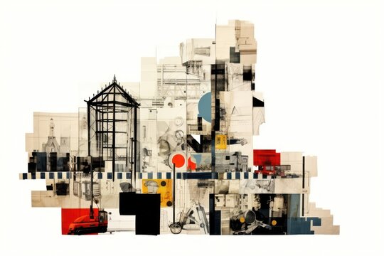 Construction collage art architecture.