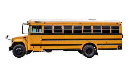 Yellow School Bus Side View with Black Tires and Windows © Gabriela