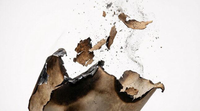 Scorched parchment paper disintegrating into ash as it floats upward nicely captures the liberating release of letting go of past grudges.