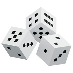 Fototapeta premium 3D Collection Of Three White Dice Showing Various Numbers