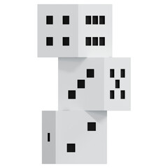 Fototapeta premium 3D Vertical Column Of Three White Dice Stacked High