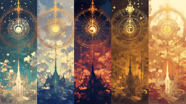 スピリチュアルな世界観を感じさせる抽象的なデジタルアート、意識やエネルギーの流れを象徴する幻想的なビジュアル表現、内面の覚醒や癒しをテーマにした神秘的な構図、瞑想や自己探求のイメージにも最適な高品質背景素材