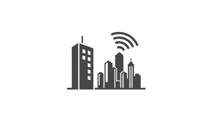 Fototapeta premium Smart city concept illustration depicting a connected urban environment with communication signals